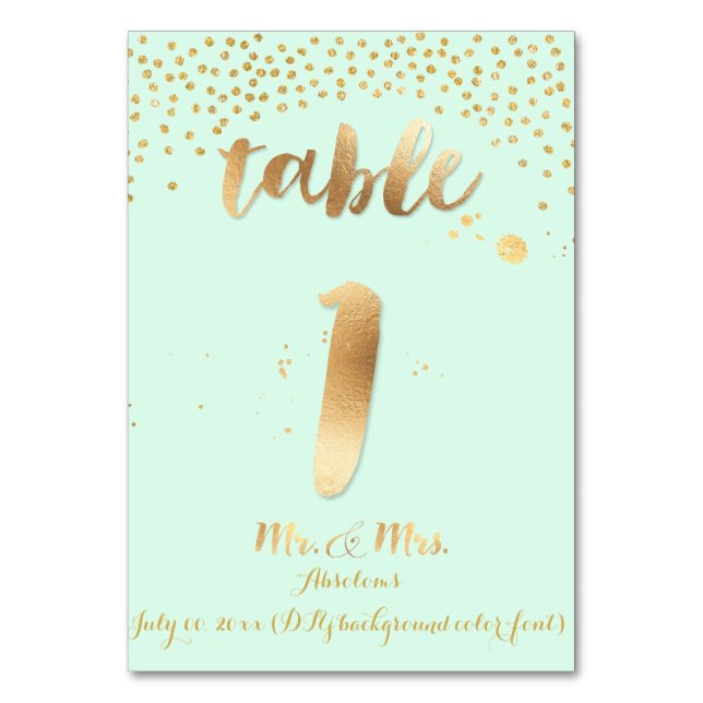 PixDezines table 1/gold sprinkles/DIY colour/mint Number (Front)