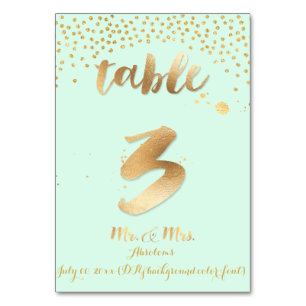 PixDezines table 3/gold sprinkles/DIY colour/mint Table Number