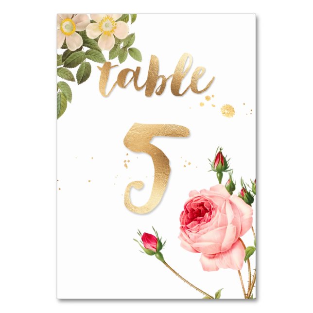 PixDezines Table 5/Vintage Roses/Redoute Table Number (Front)