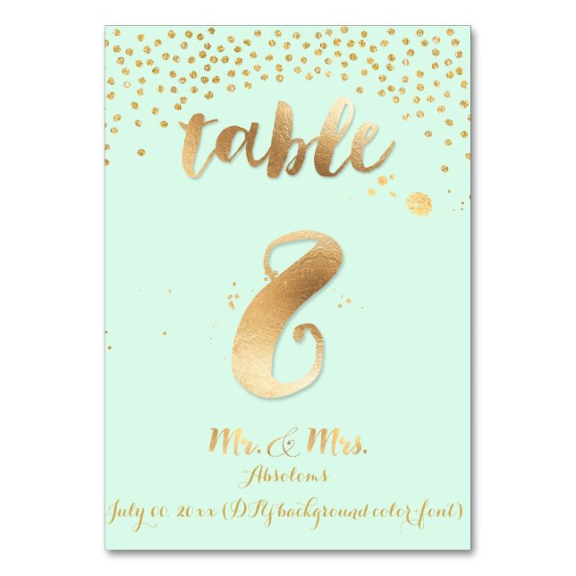 PixDezines table 8/gold sprinkles/DIY colour/mint Number (Front)