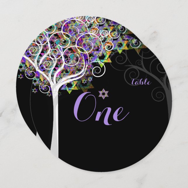 PixDezines table no. tree of life Bat Mitzvah Invitation (Front/Back)
