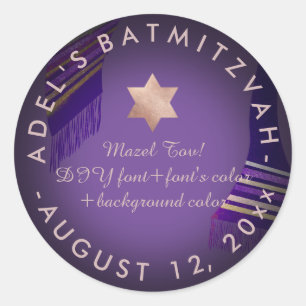 PixDezines Talit Bar Mitzvah/Bat Mitzvah/DIY colou Classic Round Sticker
