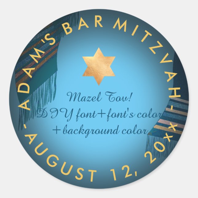 PixDezines Tallit Bar Mitzvah/DIY colour Classic Round Sticker (Front)