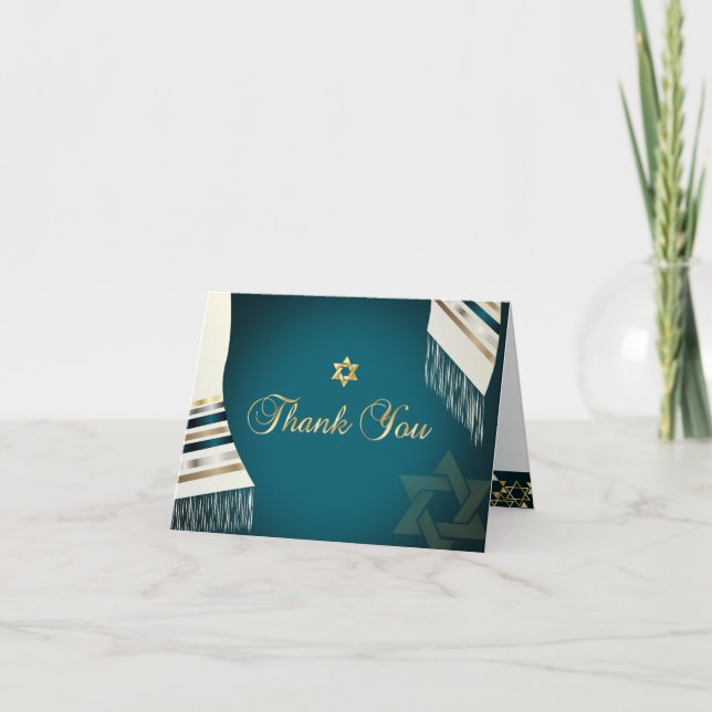 PixDezines tallit mitzvah thank you/DIY colour Thank You Card (Front)