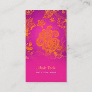 PixDezines tangerine paisley/diy background Business Card