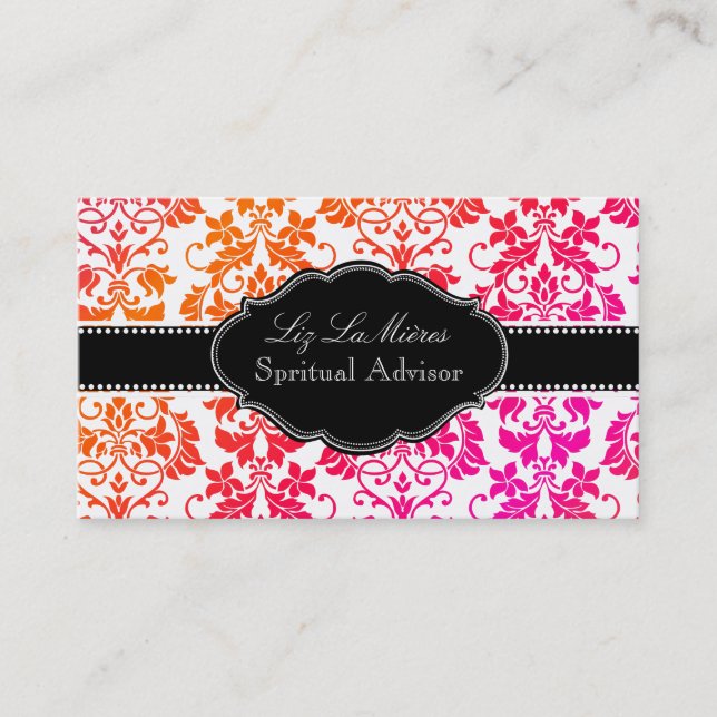 PixDezines Tanza Damask/DIY background Business Card (Front)