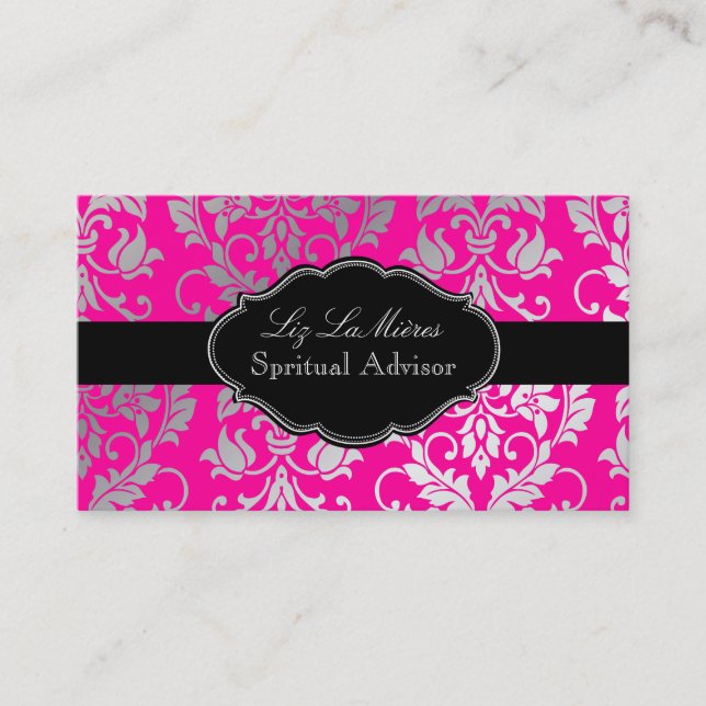 PixDezines Tanza Damask/DIY background/pink Business Card (Front)