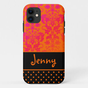 PixDezines Tanza Damask/OJ+Pink+Black/DIY colour iPhone 11 Case