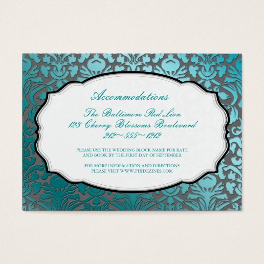 PixDezines teal flora damask/accommodations Business Card