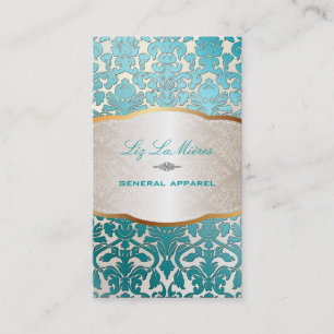 PixDezines teal flora damask/diy background Business Card