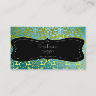 PixDezines teal flora damask/diy background Business Card