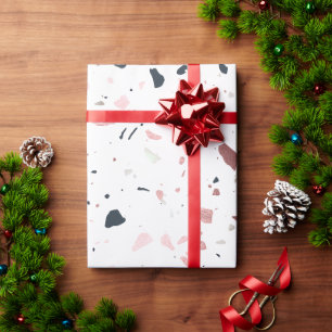 PixDezines Terrazzo Pattern, Silver Rose Gold Navy Wrapping Paper