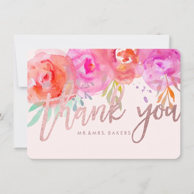 PixDezines Thank You/Floral/Watercolor/Roses You Card (Front)