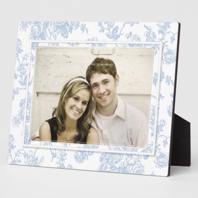 PixDezines toile/roses/blue/diy background colour Plaque (Side)