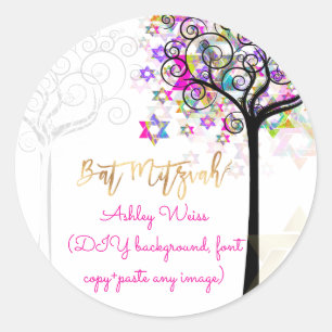 PixDezines tree of life/Bar Mitzvah/diy background Classic Round Sticker