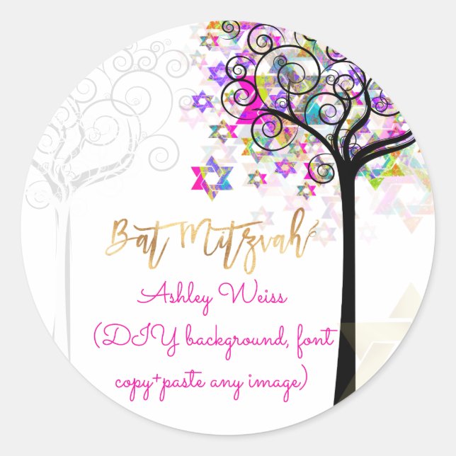 PixDezines tree of life/Bar Mitzvah/diy background Classic Round Sticker (Front)
