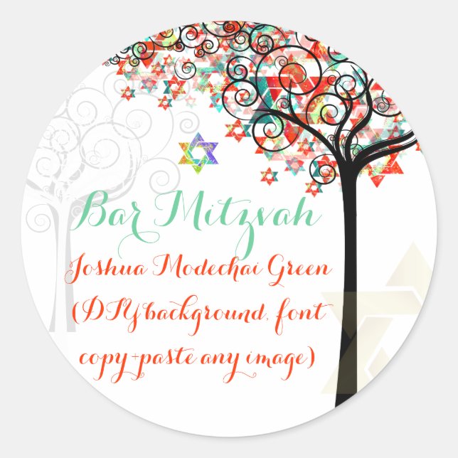 PixDezines tree of life/Bar Mitzvah/diy background Classic Round Sticker (Front)