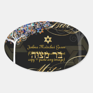 PixDezines tree of life/Bar Mitzvah/diy background Oval Sticker
