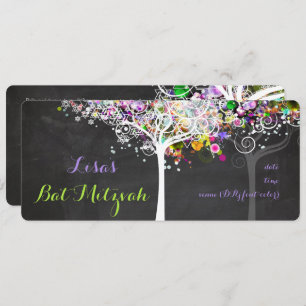 PixDezines tree of life Bat Mitzvah/chalkboard Invitation