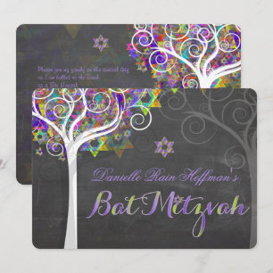 PixDezines tree of life Bat Mitzvah/chalkboard Invitation