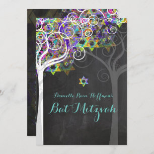 PixDezines tree of life Bat Mitzvah/chalkboard Invitation