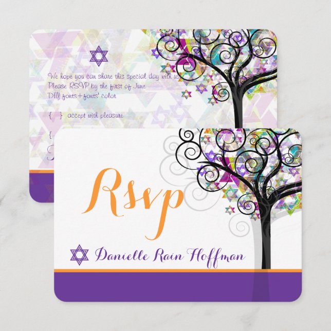 PixDezines tree of life Bat Mitzvah/diy background Invitation (Front/Back)