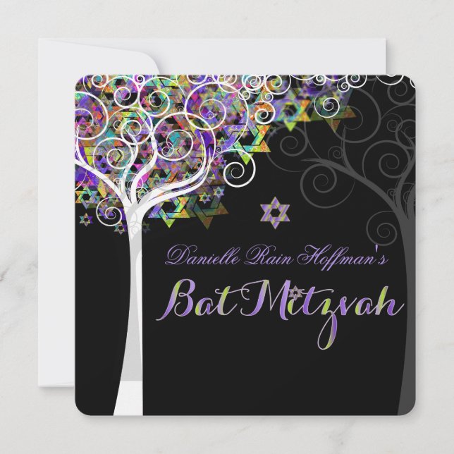 PixDezines tree of life Bat Mitzvah Invitation (Front)