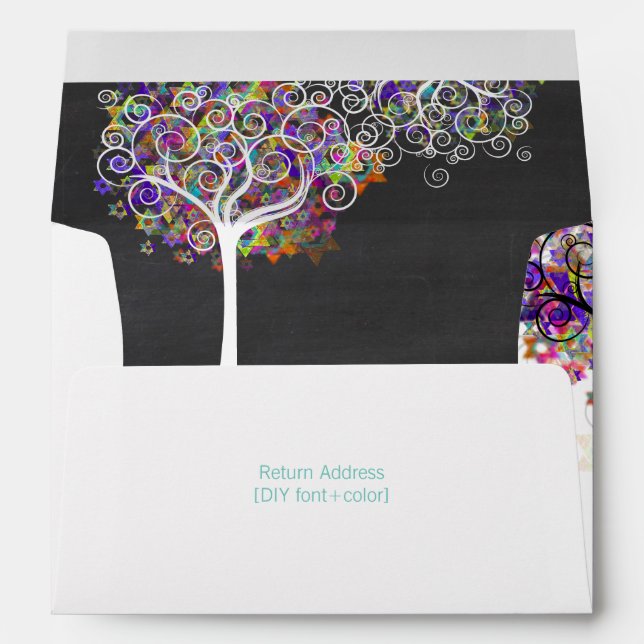 PixDezines Tree of Life/Bnot Mitzvah/blue/purple Envelopes (Back (Bottom))