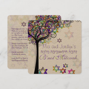 PixDezines tree of life B'not Mitzvah Invitation