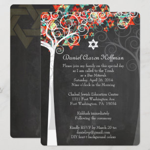 PixDezines tree of life mitzvah/chalkboard Invitation