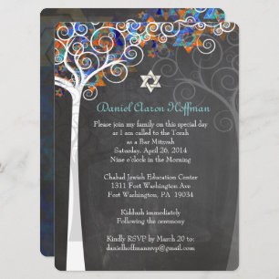 PixDezines tree of life mitzvah/chalkboard Invitation