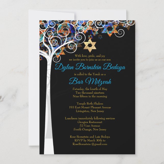 PixDezines tree of life mitzvah/DIY background Invitation (Front)
