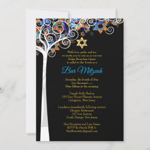 PixDezines tree of life mitzvah/DIY background Invitation
