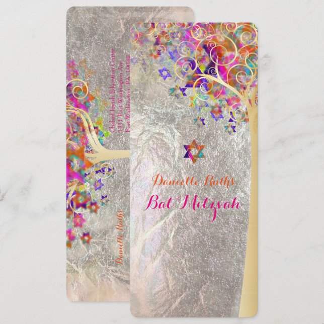 PixDezines tree of life mitzvah/DIY Invitation (Front/Back)