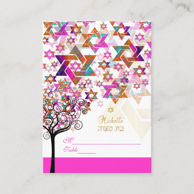 PixDezines Tree of Life Mitzvah Place Cards (Front)