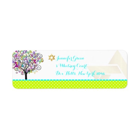 PixDezines tree of life/mitzvah Return Address Label