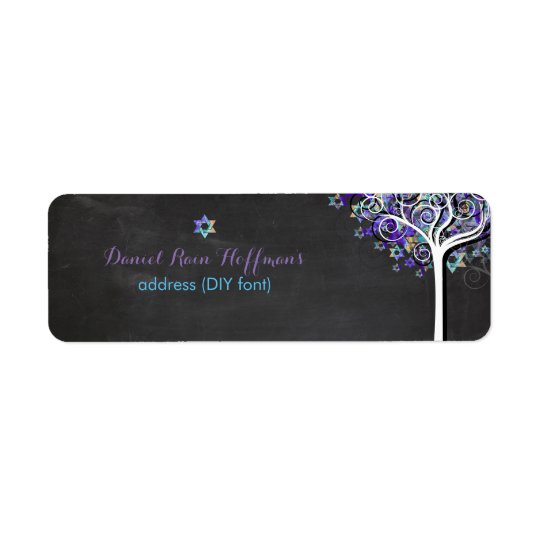 PixDezines tree of life/purple/mitzvah Return Address Label