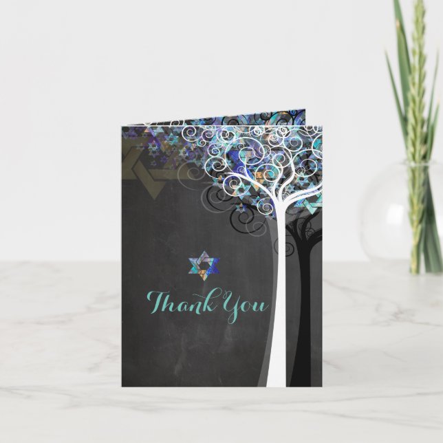PixDezines tree of life/thank you/chalkboard Thank You Card (Front)