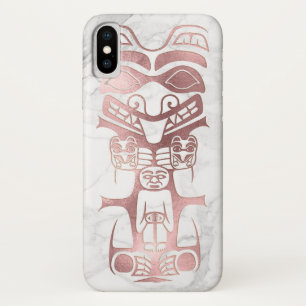 PixDezines TRIBAL TOTEM, FAUX ROSE GOLD+MARBLE iPhone X Case