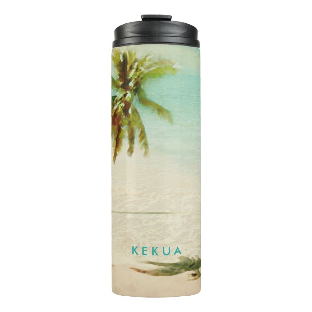 PixDezines Tropical Beach/Coconut Tree/Palm Thermal Tumbler (Front)