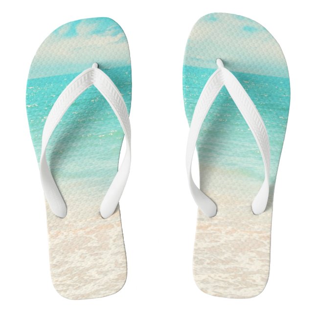 PixDezines Tropical Beach Flip Flops (Footbed)