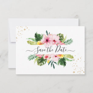 PixDezines Tropical Floral & Foliage Save The Date