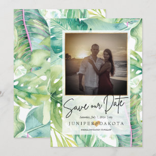 PixDezines Tropical Greenery Save our Date Invitation