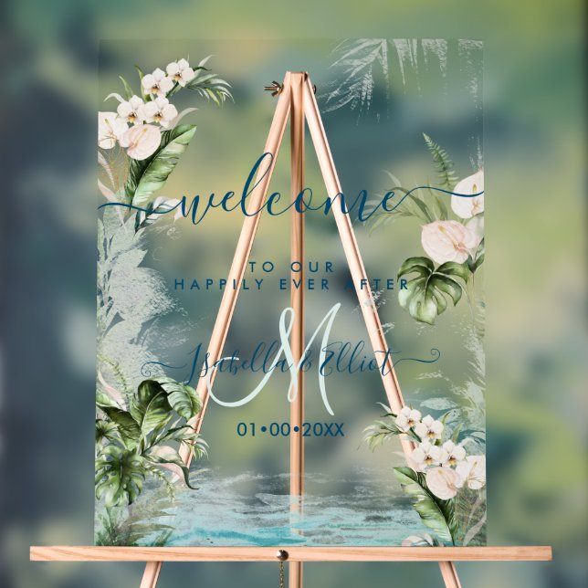 PixDezines Tropical Jungle Foliage Acrylic Sign (Neutral)