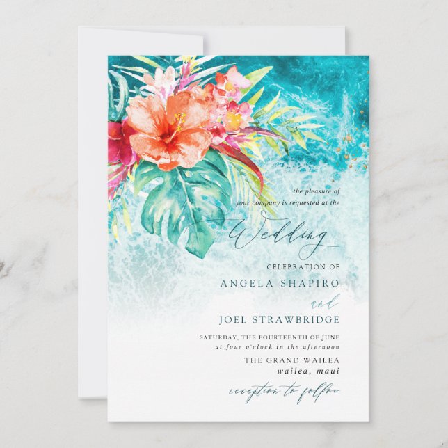 PixDezines Tropical Paradise Beach Wedding Invitation (Front)