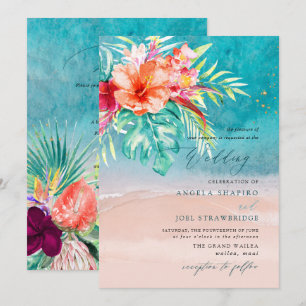 PixDezines Tropical Paradise Beach Wedding Invitation