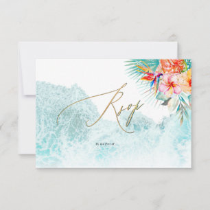 PixDezines Tropical Paradise Beach Wedding RSVP    Invitation