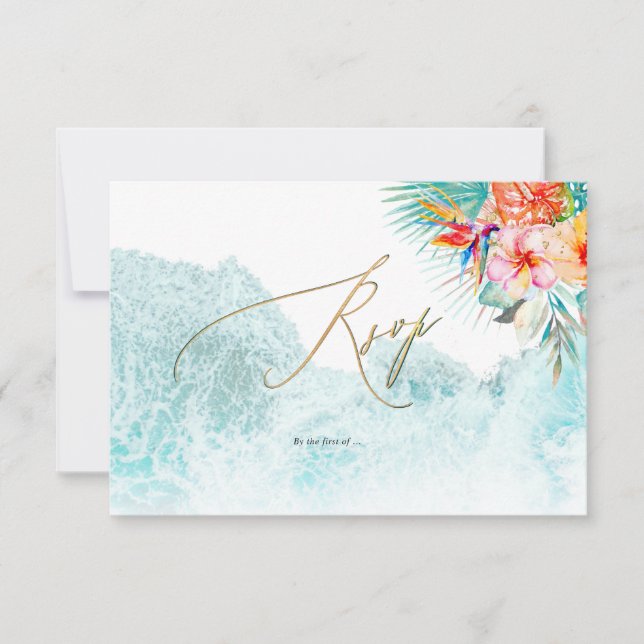 PixDezines Tropical Paradise Beach Wedding RSVP    Invitation (Front)