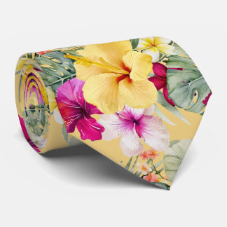 PixDezines Tropical Paradise Floral Foliage Tie