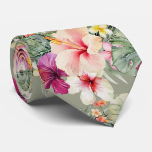PixDezines Tropical Paradise Floral Foliage Tie